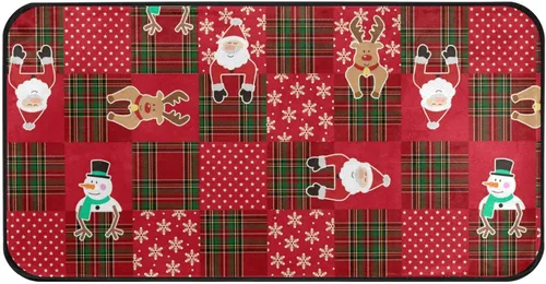Vista 10 de Alfombra de Navidad para cocina, patrón rojo con copos de nieve, flores, tapete de baño, alfombras antideslizantes para baño, cocina, interiores, 39