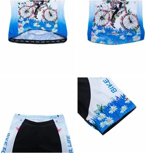 Vista 5 de Conjunto de pantalones cortos de ciclismo para mujer, traje de bicicleta acolchado para mujer