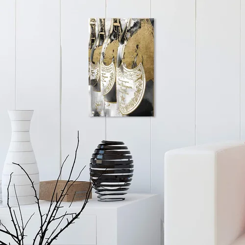 Vista 5 de The Oliver Gal Artist Co. Lienzo decorativo para pared, diseño de bebidas y bebidas espirituosas con texto en inglés "Golden Champagne Feast