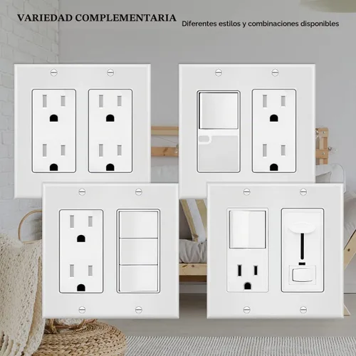 Vista 4 de Placa de pared con salida de interruptor de 2 segmentos, placa frontal eléctrica doble para interruptores de luz, interruptor inteligente