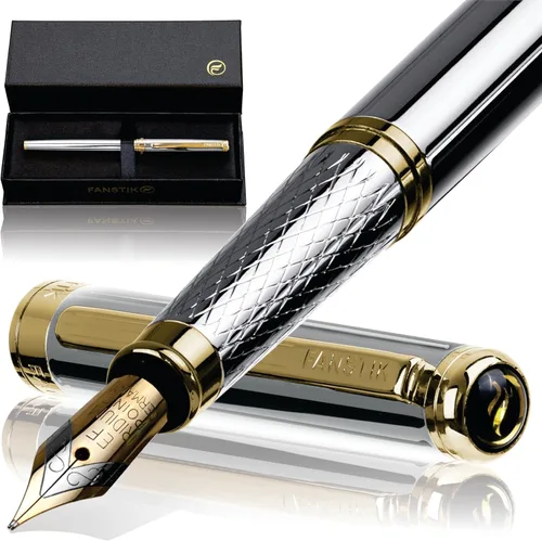 Vista 33 de FANSTIK Bolígrafo de lujo negro y dorado, juego de regalo elegante para mujeres, chapado en oro real de 24 quilates, juego de regalo profesional
