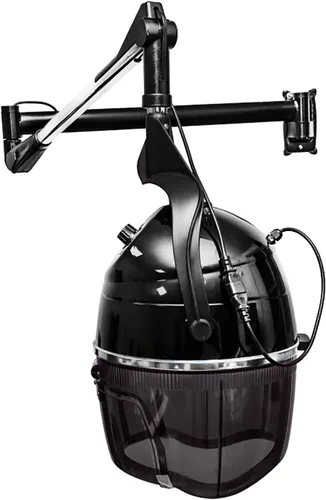 Vista 3 de Secador de pelo negro de pie, con capucha ajustable, con ruedas, equipo profesional de salón para belleza y secado de cabello en el hogar