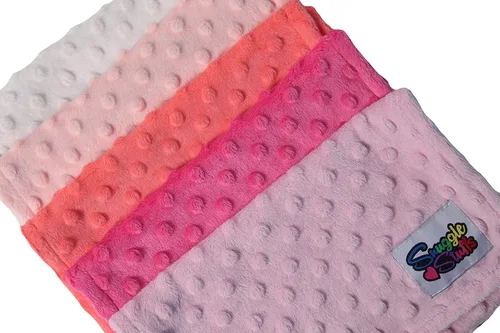 Vista 4 de Snuggle Stuffs Paquete de 5 paños para eructos Minky Dot para niñas - Tonos rosa