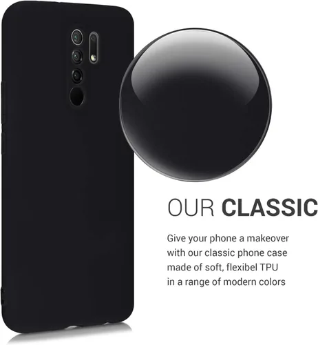 Vista 2 de kwmobile Funda compatible con Xiaomi Redmi 9 - Funda protectora delgada para teléfono TPU - Acabado mate suave - Negro mate