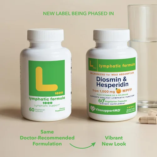 Vista 4 de VITASUPPORTMD Fórmula linfática, Diosmina Hesperidina 1000 mg Suplemento de drenaje linfático, desintoxicación del sistema linfático, selenio
