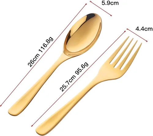 Vista 7 de Buyer Star Utensilios para servir ensaladas, acero inoxidable de 10 pulgadas de mango largo, para bufé, fiesta, catering, cucharas
