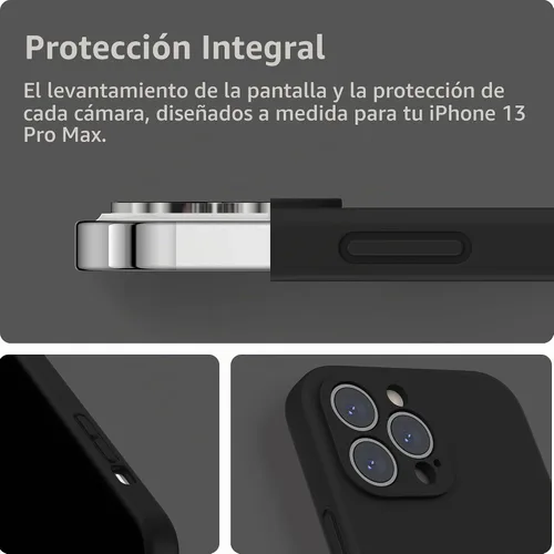 Vista 4 de SURPHY Funda compatible con iPhone 13 Pro Max con protector de pantalla, (protección de cámara + forro de microfibra suave), funda de silicona Negro