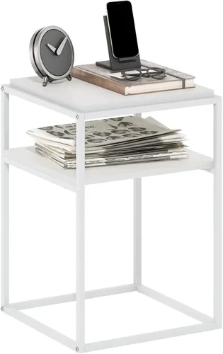 Vista 13 de Furinno JAYA Mesa auxiliar ovalada de diseño simple con contenedor, americano/cromo