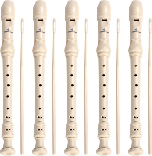 Vista 13 de CONJURER Grabadora soprano para niños y estudiantes, 10 unidades, flauta alemana de 8 agujeros, para principiantes, con varilla de limpieza y bolsa