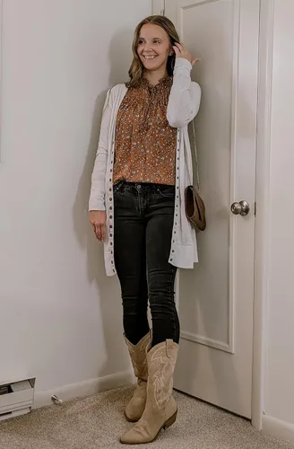 Vista 4 de HOTOUCH Blusas de manga larga para mujer, estilo bohemio, estampado floral, estilo casual, cuello en V, plisadas, con cordón ajustable