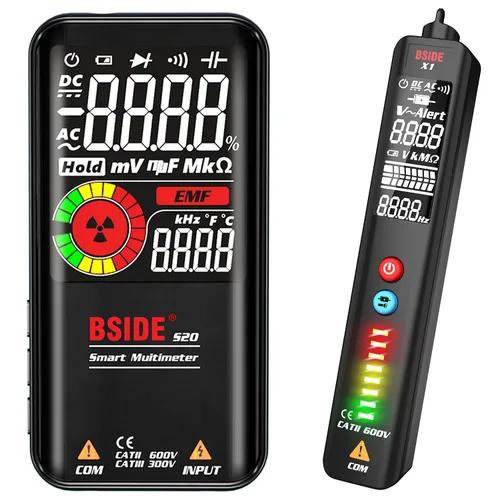 Vista 13 de BSIDE Multímetro digital, recargable con pantalla LCD a color, pantalla de 3 resultados, 6000 cuentas, voltímetro inteligente de bolsillo, diodo
