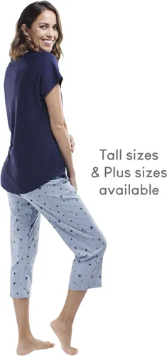 Vista 5 de jijamas Increíblemente suave juego de pijama de algodón Pima para mujer, capri