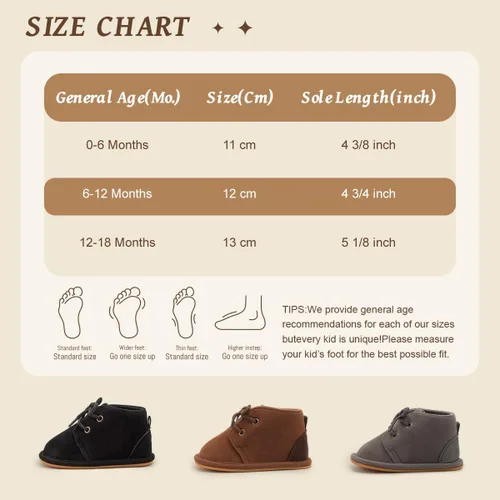 Vista 6 de Botas de nieve cálidas unisex para bebé, piel de piel para recién nacido, con cordones, suela de textura de goma antideslizante, zapatos de cuna