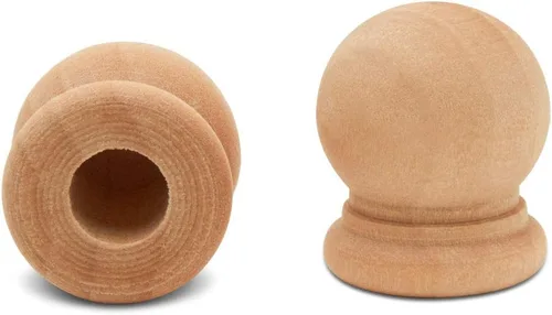 Vista 9 de Remates decorativos de madera sin terminar, 3-1/2 pulgadas, para remates de poste de cama, remates de barra de cortina, decoración de asta