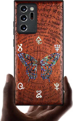 Vista 15 de Carveit Funda de madera de diseñador para Samsung Galaxy Note20 Ultra (grabado de madera e incrustaciones de carcasa) compatible con cargadores