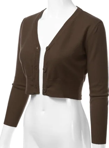 Vista 2 de Cárdigan corto de manga 34 para mujer (S-XXL)