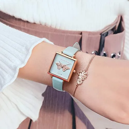 Vista 7 de VICTORIA HYDE Butterfly Women Watches Square Small Dial Watches for Women Waterproof Women's Wrist Watches with Genuine Leather Strap