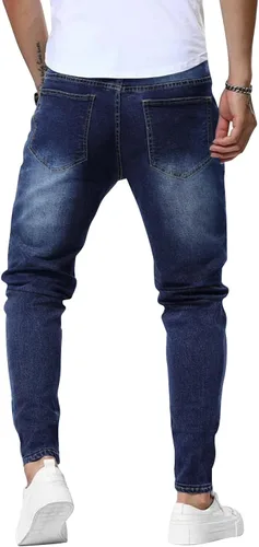 Vista 4 de Woenzaia Jeans para Hombre Slim Fit Skinny Denim Elásticos Cónicos