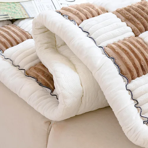 Vista 9 de Tapete cuadrado grande de color crema a cuadros para cama y sofá, funda para sofá, funda protectora de algodón para jardín, elegante, lavable a