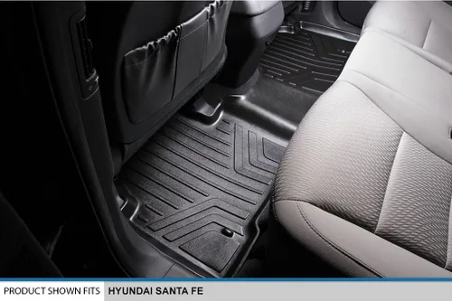 Vista 4 de MAXLINER Juego de alfombrillas de 2 filas y forro de carga detrás de la segunda fila, color negro para Hyundai Santa Fe 2013-2018 con asiento