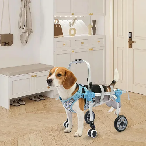 Vista 8 de DYNAMI Silla de ruedas ajustable para perros para patas traseras, silla de ruedas para perro con marco de aluminio y correas transpirables, soporte