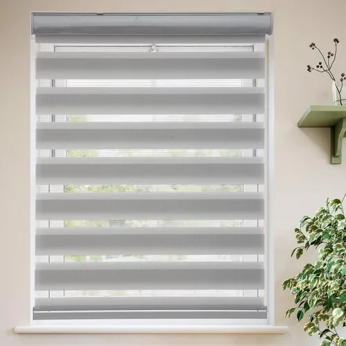Vista 10 de Personalizadas MYshade - Persianas de cebra para ventanas sin cordones, persianas para ventanas con filtro de luz, tratamientos para ventanas