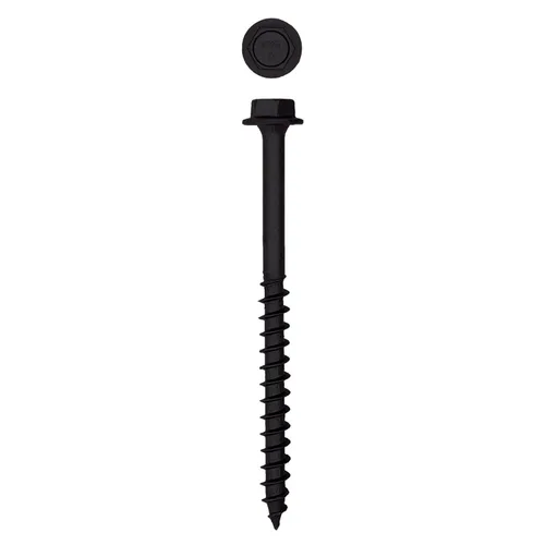 Vista 28 de Tornillos de retraso de madera estructural con cabeza hexagonal exterior de 1/2 "x 5" Powerlags Hex (25 EA)