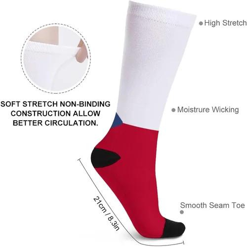Vista 5 de Calcetines de la bandera checa calcetines casuales divertidos 3D impresión colorida suave deporte deporte novedad tubo calcetines