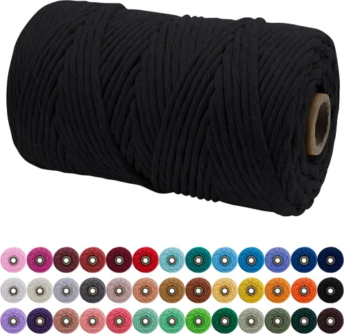 Vista 39 de JeogYong Cordón de macramé de un solo hilo 3 mm x 109 yardas (328 pies) Cuerda de algodón suave Hilo de macramé de 3 mm, suministros de macramé