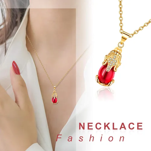Vista 2 de Feng Shui PiXiu Collar Protección Riqueza Colgante para Mujer Chapado en Oro 18K, Metal