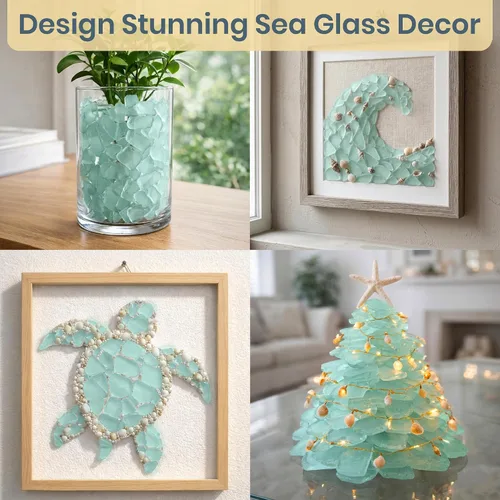 Vista 3 de Nautical Crush Trading Sea Glass Craft - 28 onzas azul aguamarina - Artesanía de vidrio de playa - Decoración de vidrio de mar - Relleno de jarrón