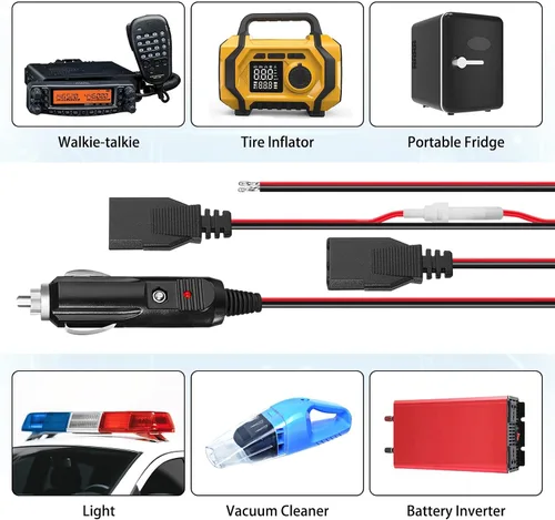 Vista 6 de LUITON Adaptador de corriente de radio Cb de 2 pines, enchufe de alimentación de repuesto fusionado de 12 V con cables, adaptador de corriente