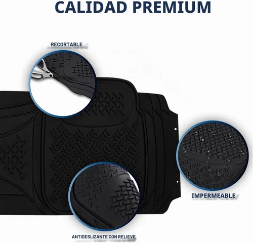 Vista 2 de Zone Tech tapete para piso de auto, universal, 1 unidad, largo, en caucho negro sólido de gran capacidad