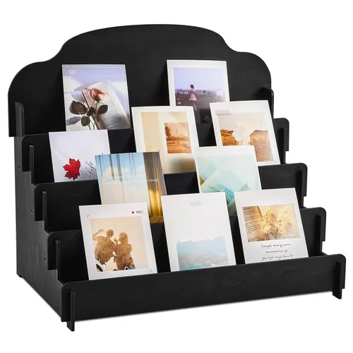 Vista 11 de Barydat Soporte de Exhibición Grande para Tarjetas de Felicitación, Soporte de Madera Escalonado para Postales, Folletos, Fotos, Joyas, Aperitivos
