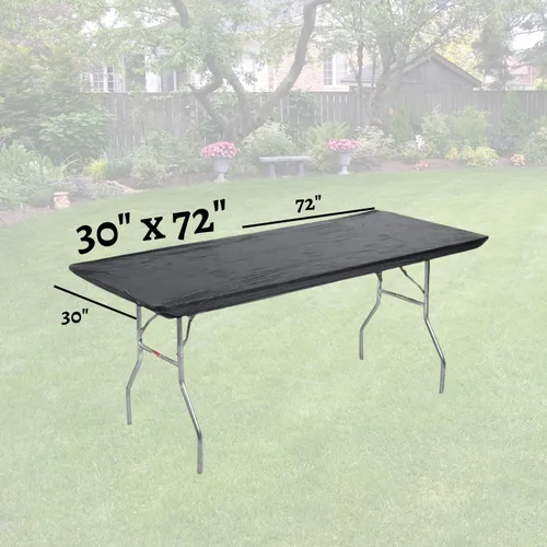 Vista 2 de Kwik-Covers Protectores para mesa rectangulares, de 6 pies, de plástico, de 30 x 72 pulgadas. Paquete de 5 unidades., Negro