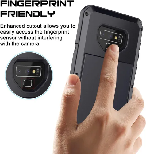 Vista 4 de Casa Funda híbrida a prueba de golpes de metal de aluminio de aleación para Samsung Galaxy Note 9-Negro
