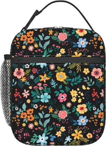 Vista 7 de FREEHOTU Lonchera con diseño de pájaros en acuarela, doble aislamiento, a prueba de fugas, bolsa de mano, organizador de almuerzo para trabajo