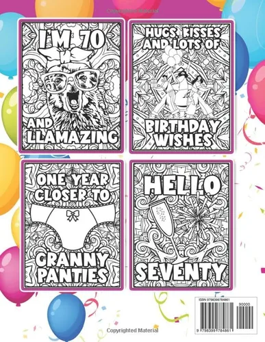 Vista 2 de 70th Birthday Coloring Book - Seventy and Fabulous Funny and Motivational 70th Adult Coloring Book For Women With Humorous Happy Birthday Seventieth