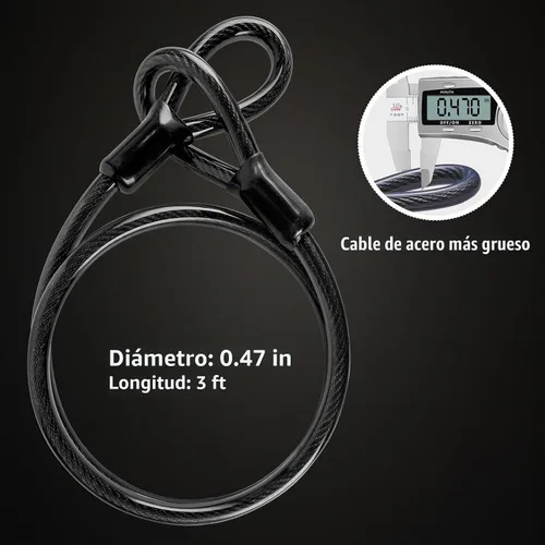 Vista 4 de Bike U Lock Heavy Duty Bike Lock Bicycle Lock, 16mm U Lock and 3ft / 5ft / 6ft Length Security Cable with Sturdy Mounting Bracket for Bicycle