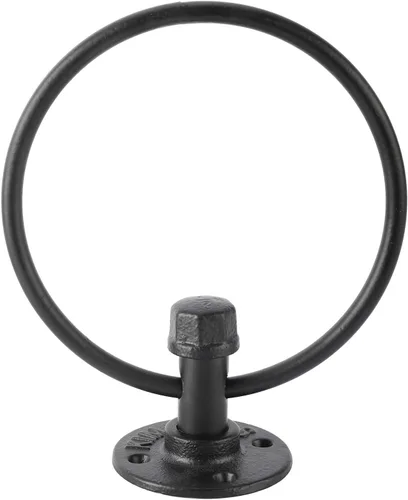 Vista 9 de HighFree Toallero industrial, soporte para toalla de mano de tubería de granja, accesorios de baño montados en la pared negro mate, anillo de toalla