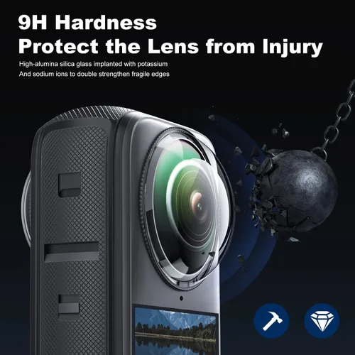 Vista 3 de Protector de pantalla para cámara de acción Insta360 X4, resistente a los arañazos, revestimiento óptico antihalación, resistente a los arañazos