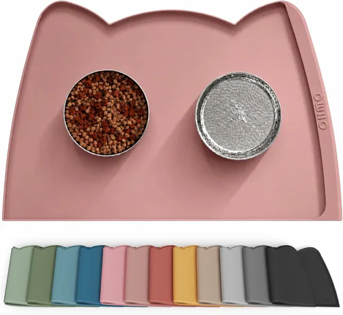 Vista 20 de OHMO - Tapete de silicona para comida para gatos, tapete de alimentación de mascotas para el piso, antideslizante e impermeable, bandeja para agua