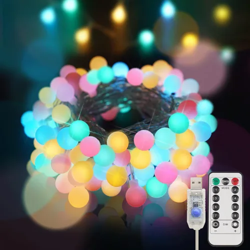 Vista 21 de Suddus Cadena de Luces de Globo para Dormitorio, 100 Luces de Hada Alimentadas por Batería LED, Luces de Cadena de Interior para Aula, Patio