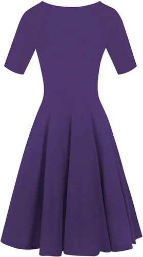 Vista 5 de oxiuly OX233 - Vestido informal, cruzado, con cuello en V, estampado floral, acampanado, por debajo de la rodilla y de verano para mujer