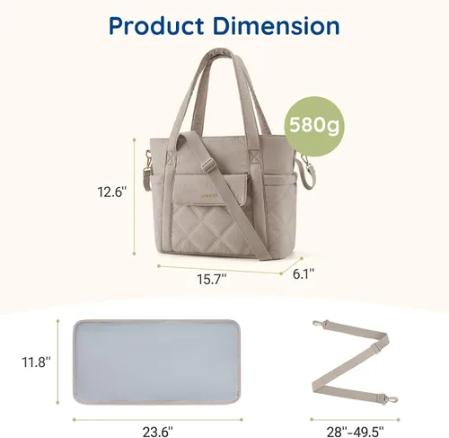 Vista 5 de Mommore Bolso para pañales pequeño con bolsillos aislados, bolso ligero de maternidad con correas para cochecito, para enfermera, gimnasio, viaje