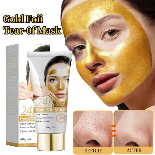 Vista 5 de Máscara para puntos negros, mascarilla de oro de 24 quilates, removedor de puntos negros, mascarilla facial reafirmante para cara, limpieza