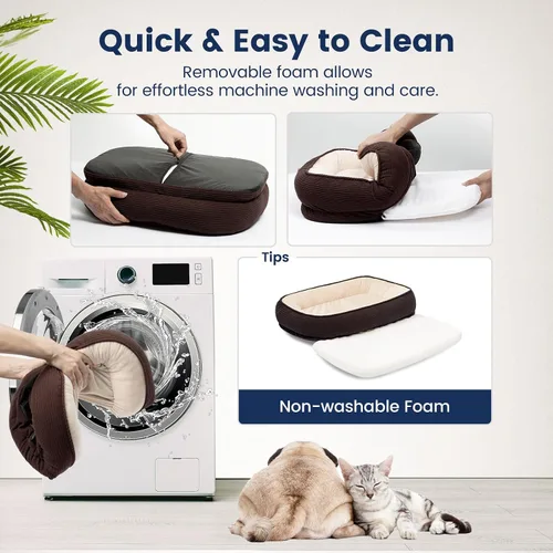 Vista 5 de Cama ortopédica para perros de tamaño grande, funda lavable para perros, cama de espuma para gatos mayores, cama ovalada para perreras, sofá cama