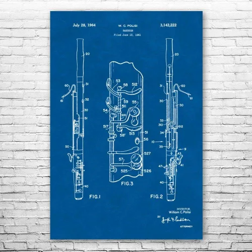 Vista 5 de Bassoon Póster Print, Bassoon Player regalo, Orchestra Art, Bassoon Blueprint, regalo de profesor de música, Bassoon Decor (8 pulgadas x 10 pulgadas)