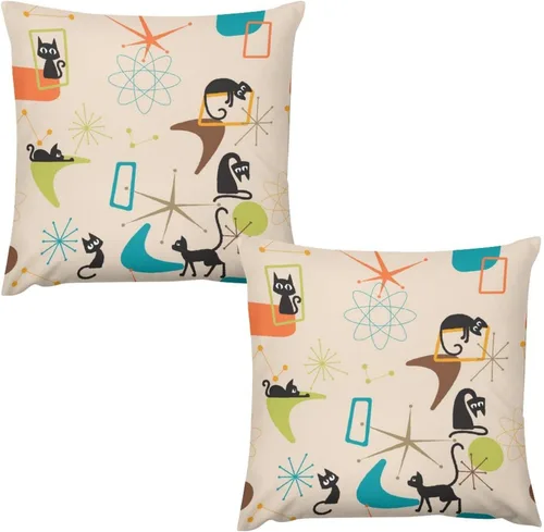 Vista 23 de Juego de 2 fundas de almohada florales retro de los años 70, Groovy Funky Hippie Flor Naranja Estética Boho Fundas de Almohada de 16 x 16 pulgadas