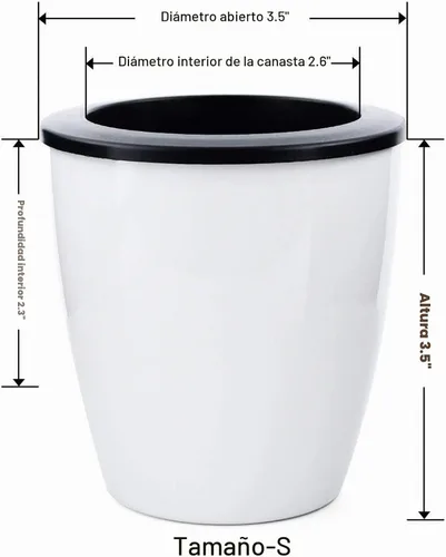 Vista 4 de Maceta de riego automático de 3.5 pulgadas, maceta pequeña de 3 piezas, para todas las plantas, hierbas, violetas africanas, suculentas, flores